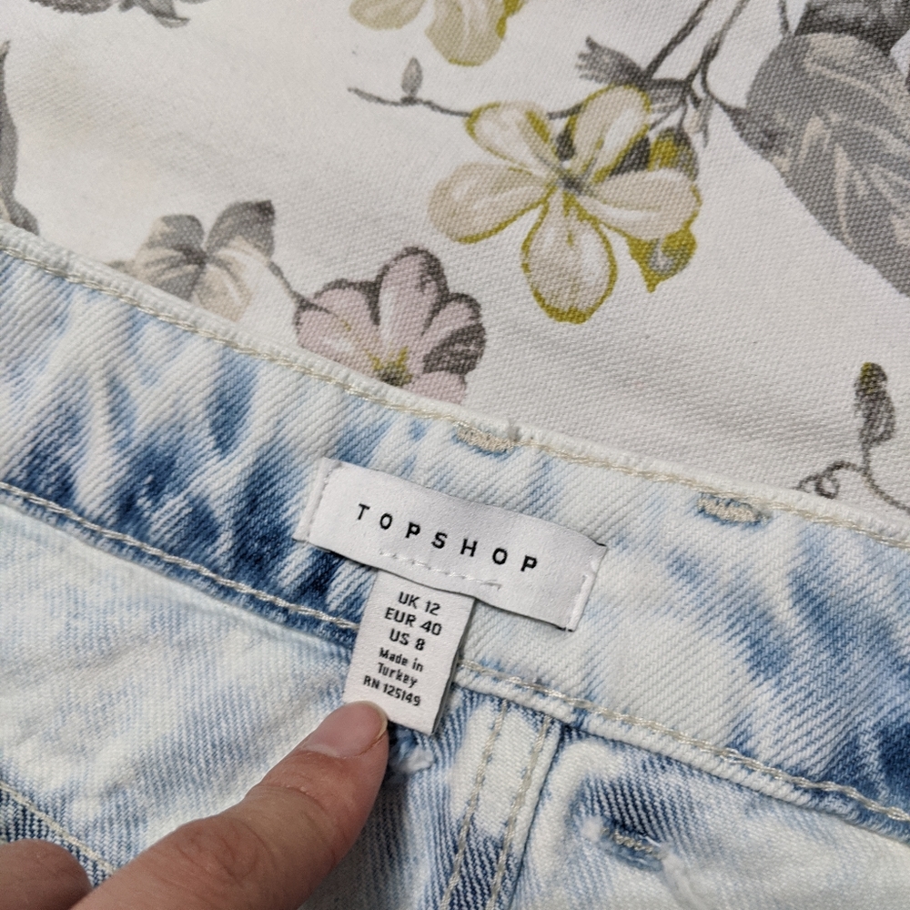 NWOT Topshop acid wash bleached denim mini skirt 8 - Picture 7 of 8
